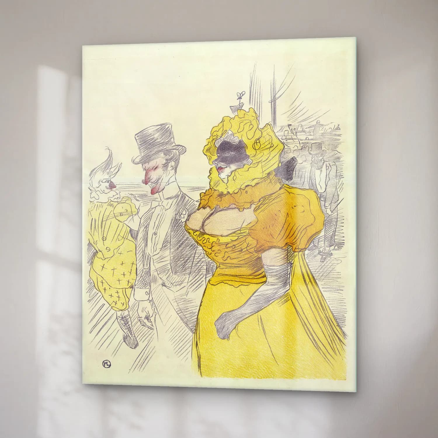 Henri de Toulouse-Lautrec – Elbiseli Kadın cam tablo — sağ açıdan görünüm
