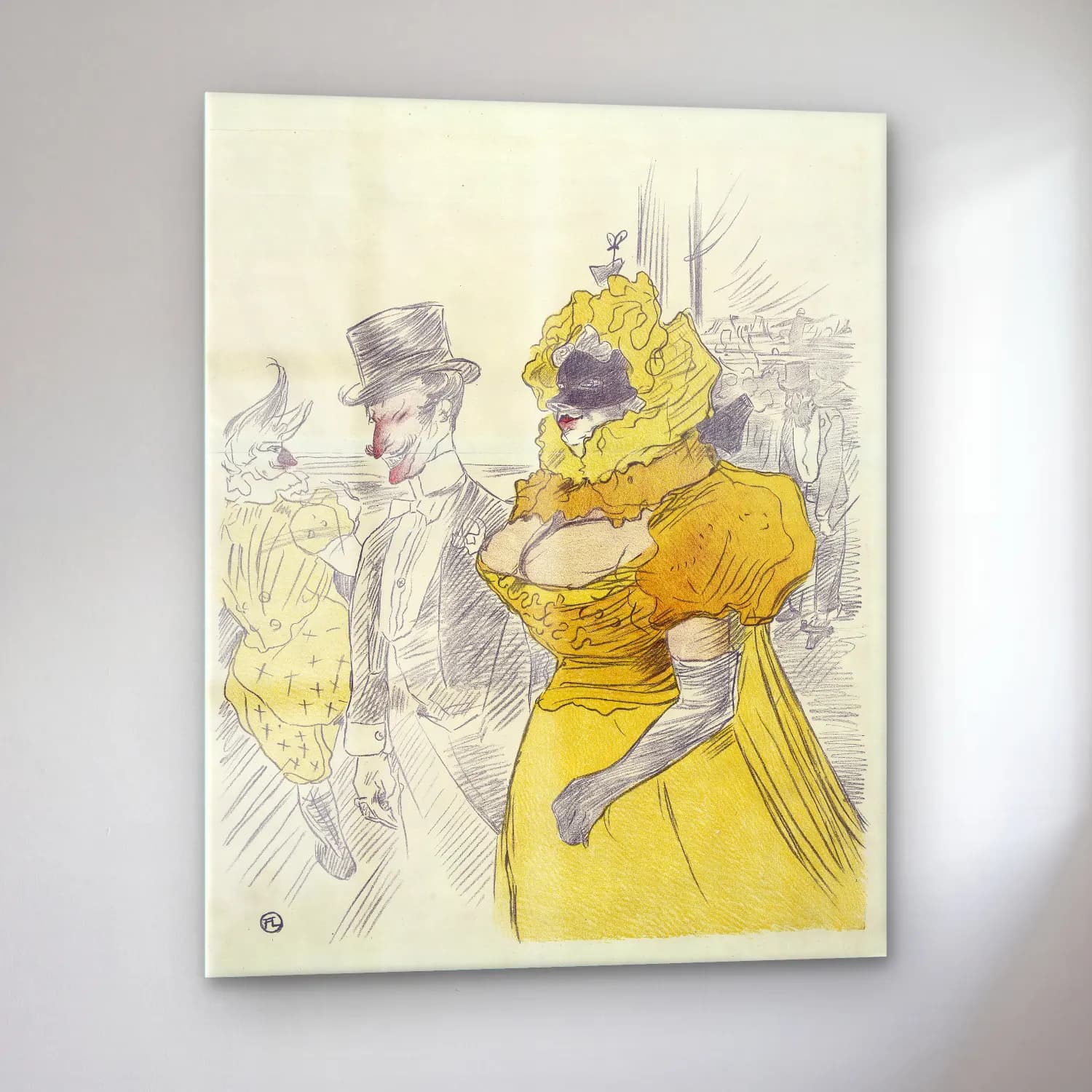 Henri de Toulouse-Lautrec – Elbiseli Kadın cam tablo — sol açıdan görünüm