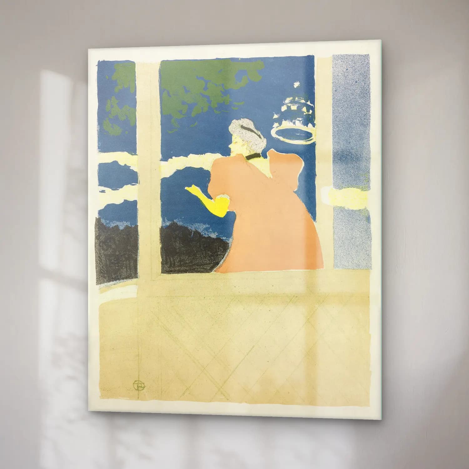 Henri de Toulouse-Lautrec – Elbiseli Kadın – Pastel Tonlar cam tablo — sağ açıdan görünüm