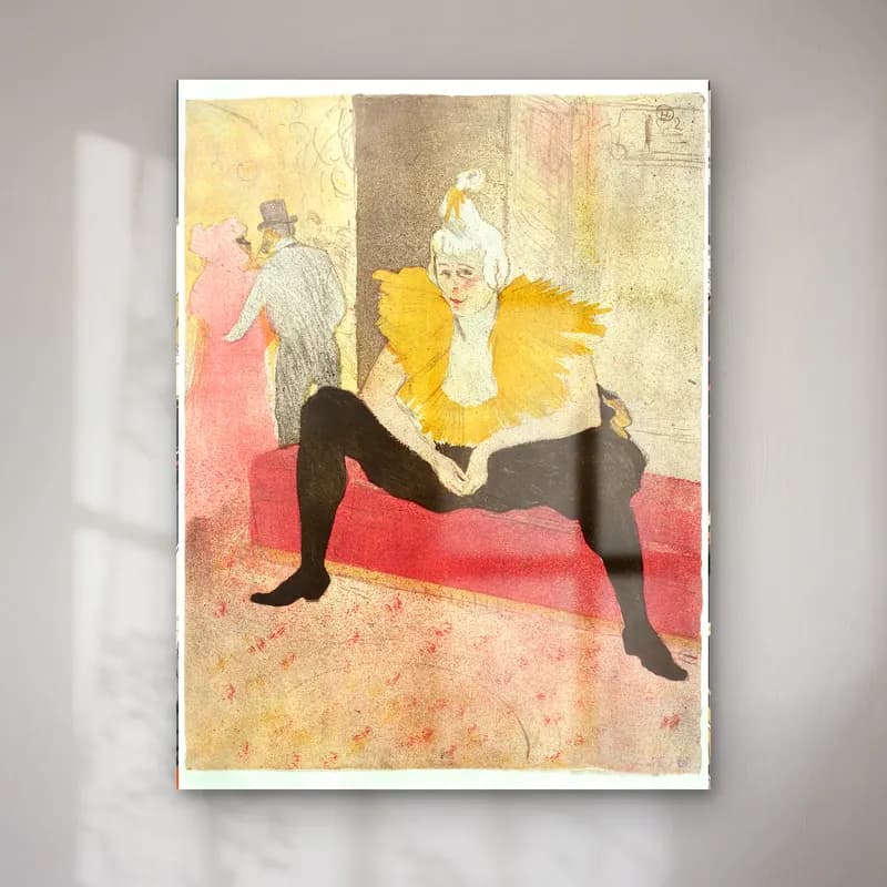 Henri de Toulouse-Lautrec – Elbiseli Kadın – Sarı Tonlar cam tablo — Henri de Toulouse-Lautrec – Elbiseli Kadın – Sarı Tonlar — vintage elbiseli kadın