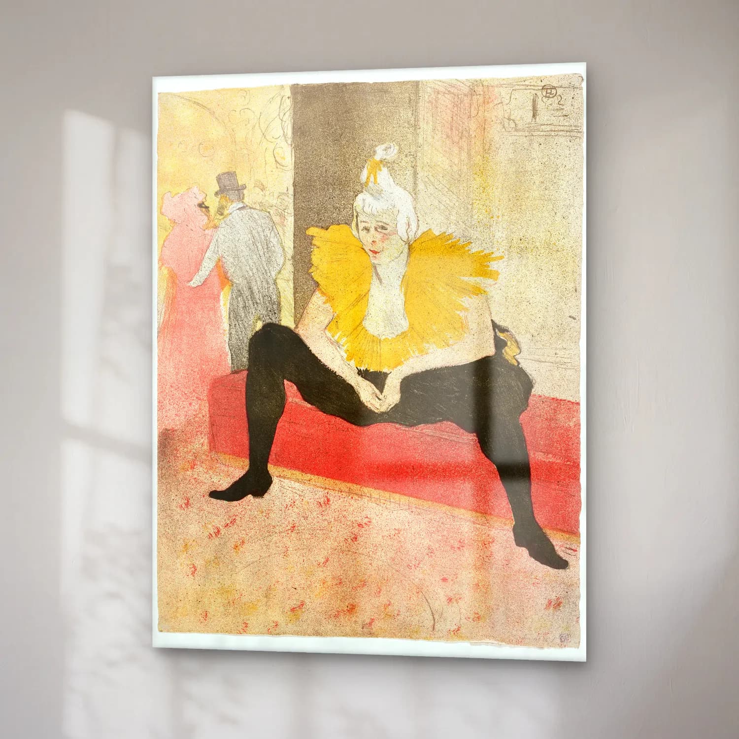Henri de Toulouse-Lautrec – Elbiseli Kadın – Sarı Tonlar cam tablo — sağ açıdan görünüm