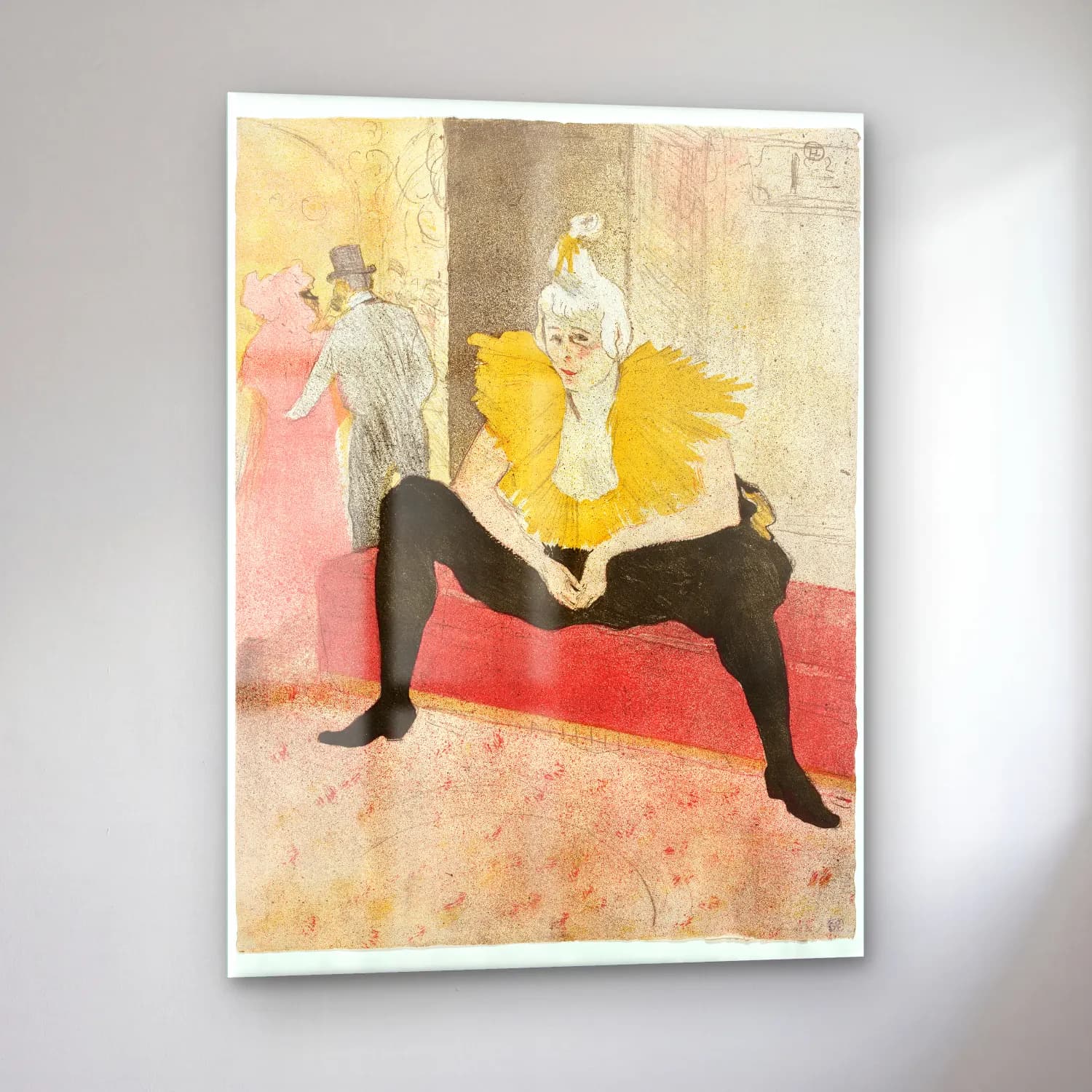 Henri de Toulouse-Lautrec – Elbiseli Kadın – Sarı Tonlar cam tablo — sol açıdan görünüm