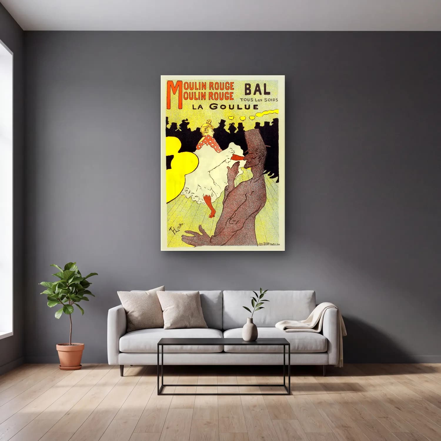 Henri de Toulouse-Lautrec – Dansçılar cam tablo — gri duvarlı salonda