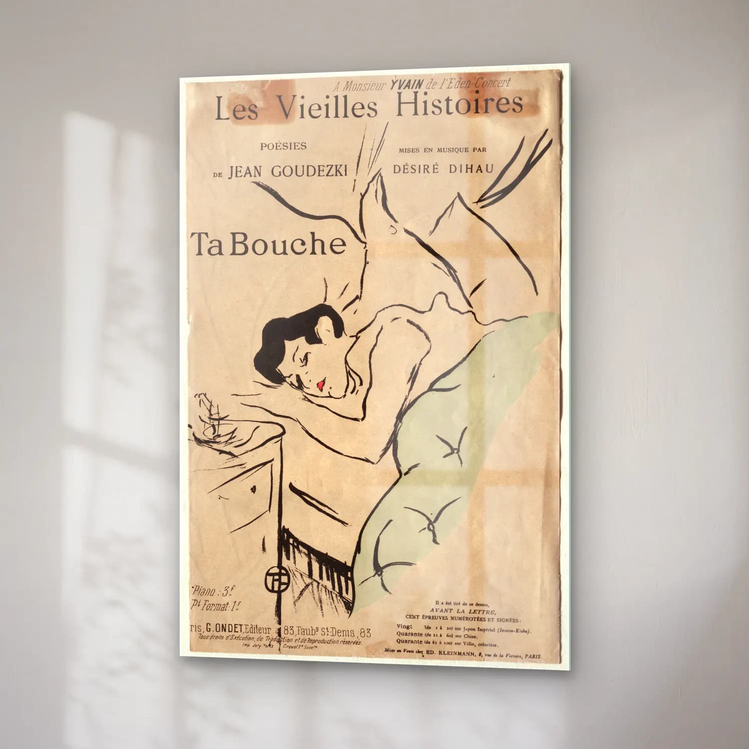 Henri de Toulouse-Lautrec – Kitap Okuyan Kadın cam tablo — sağ açıdan görünüm