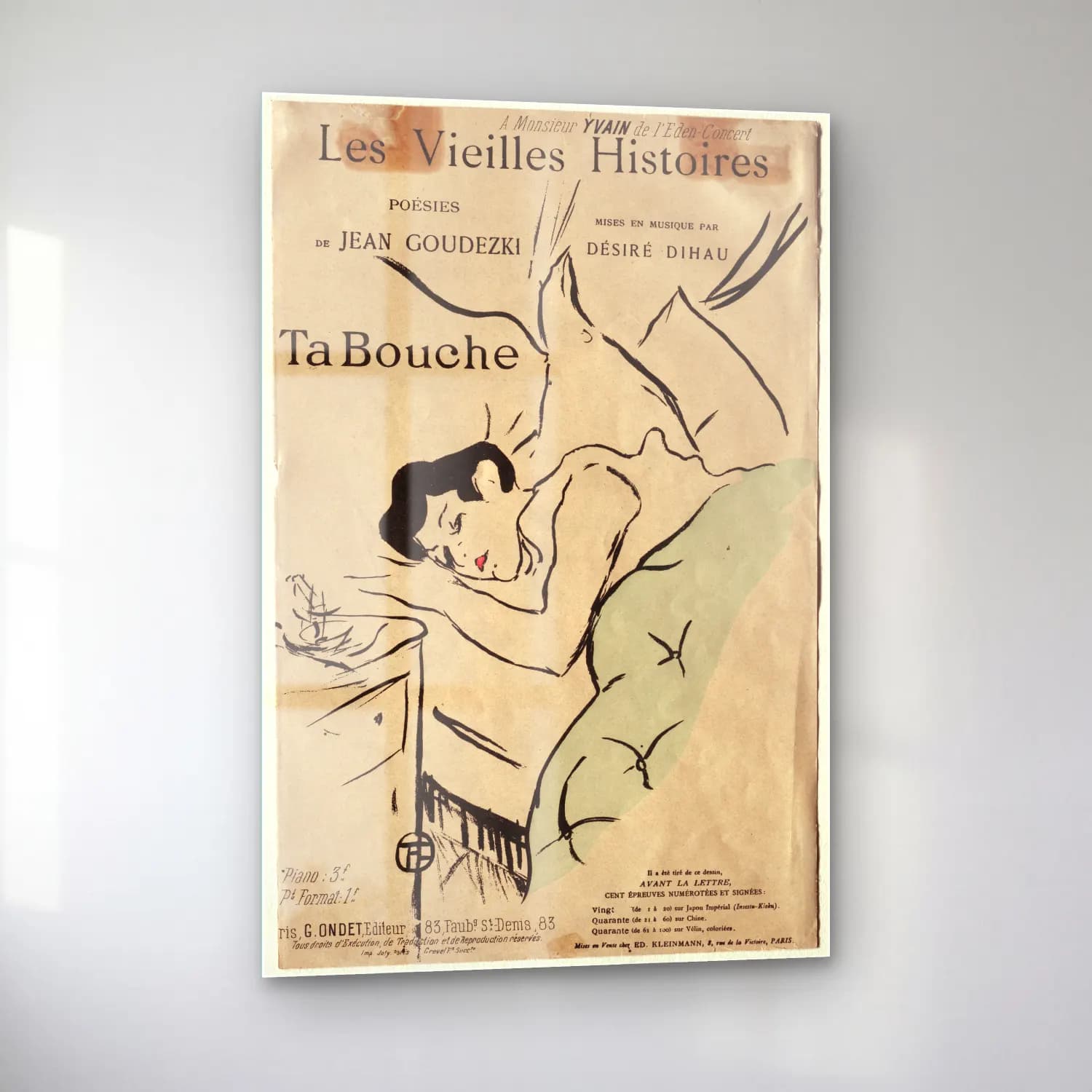 Henri de Toulouse-Lautrec – Kitap Okuyan Kadın cam tablo — sol açıdan görünüm