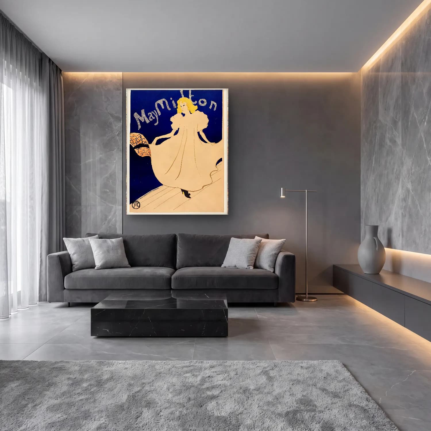 Henri de Toulouse-Lautrec – Elbiseli Kadın No. 7 cam tablo — lüks salon duvarında