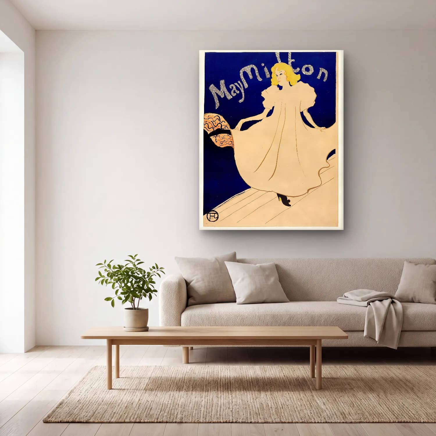 Henri de Toulouse-Lautrec – Elbiseli Kadın No. 7 cam tablo — açık renk salonda