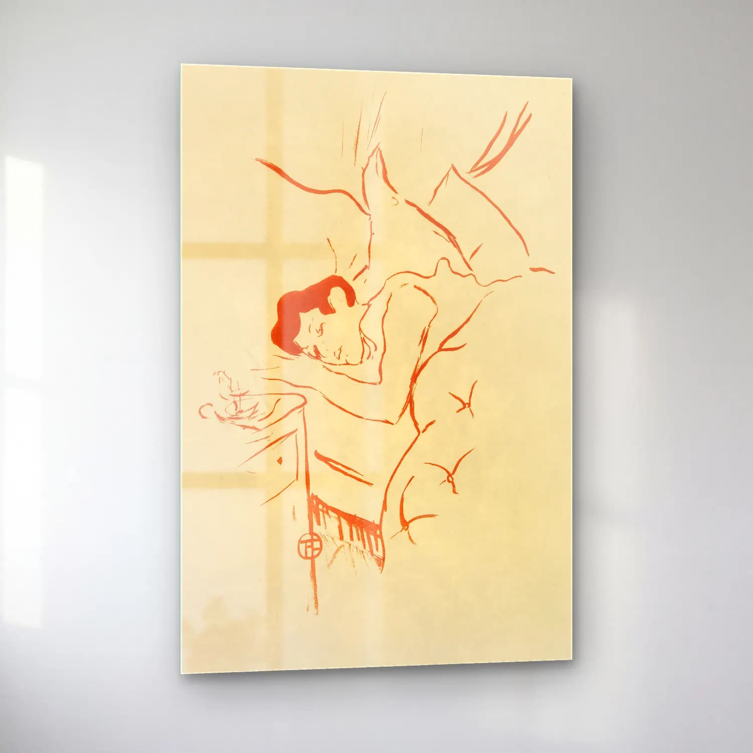 Henri de Toulouse-Lautrec – Aşıklar – Turuncu Tonlar cam tablo — sol açıdan görünüm