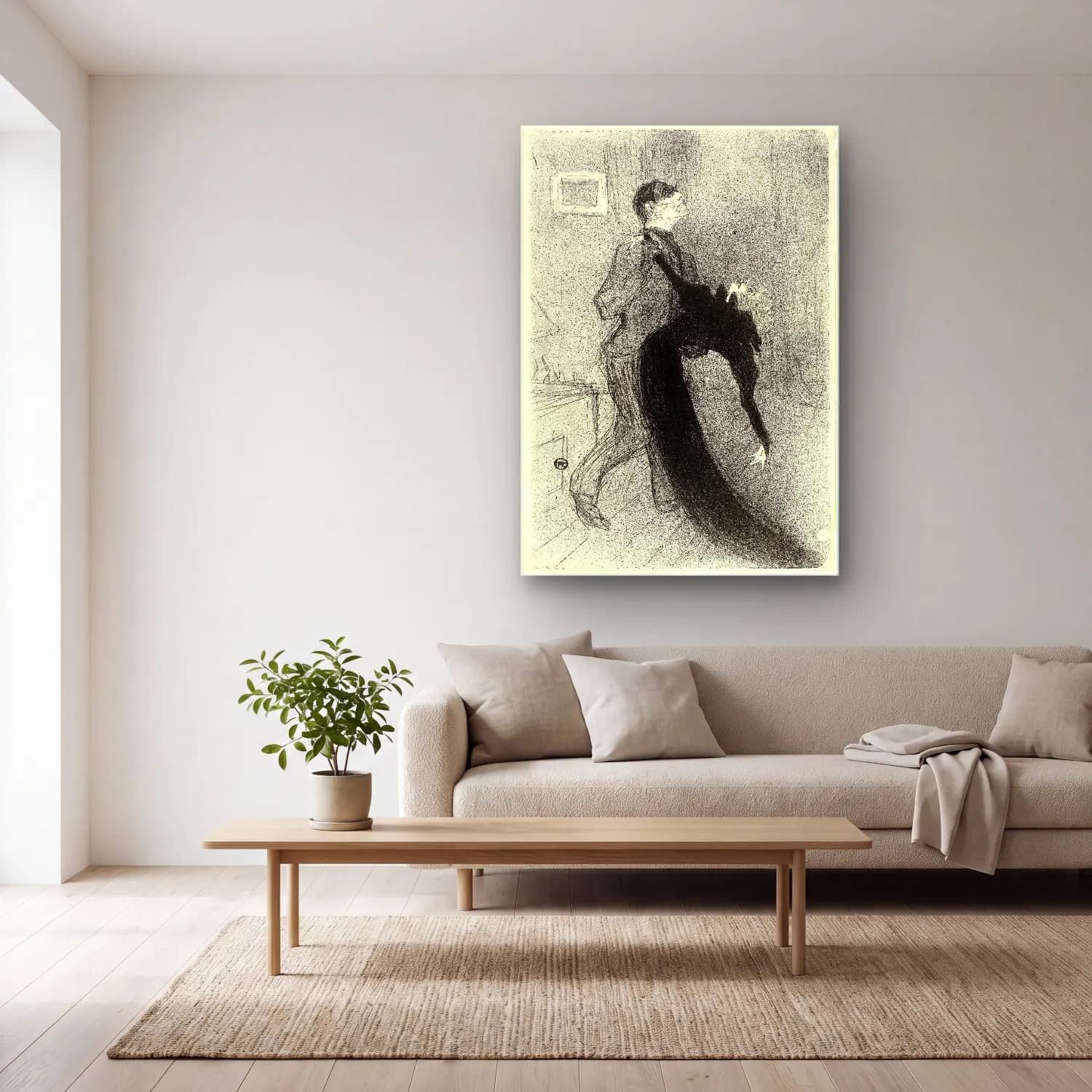 Henri de Toulouse-Lautrec – Aşıklar – Siyah Beyaz Tonlar cam tablo — açık renk salonda