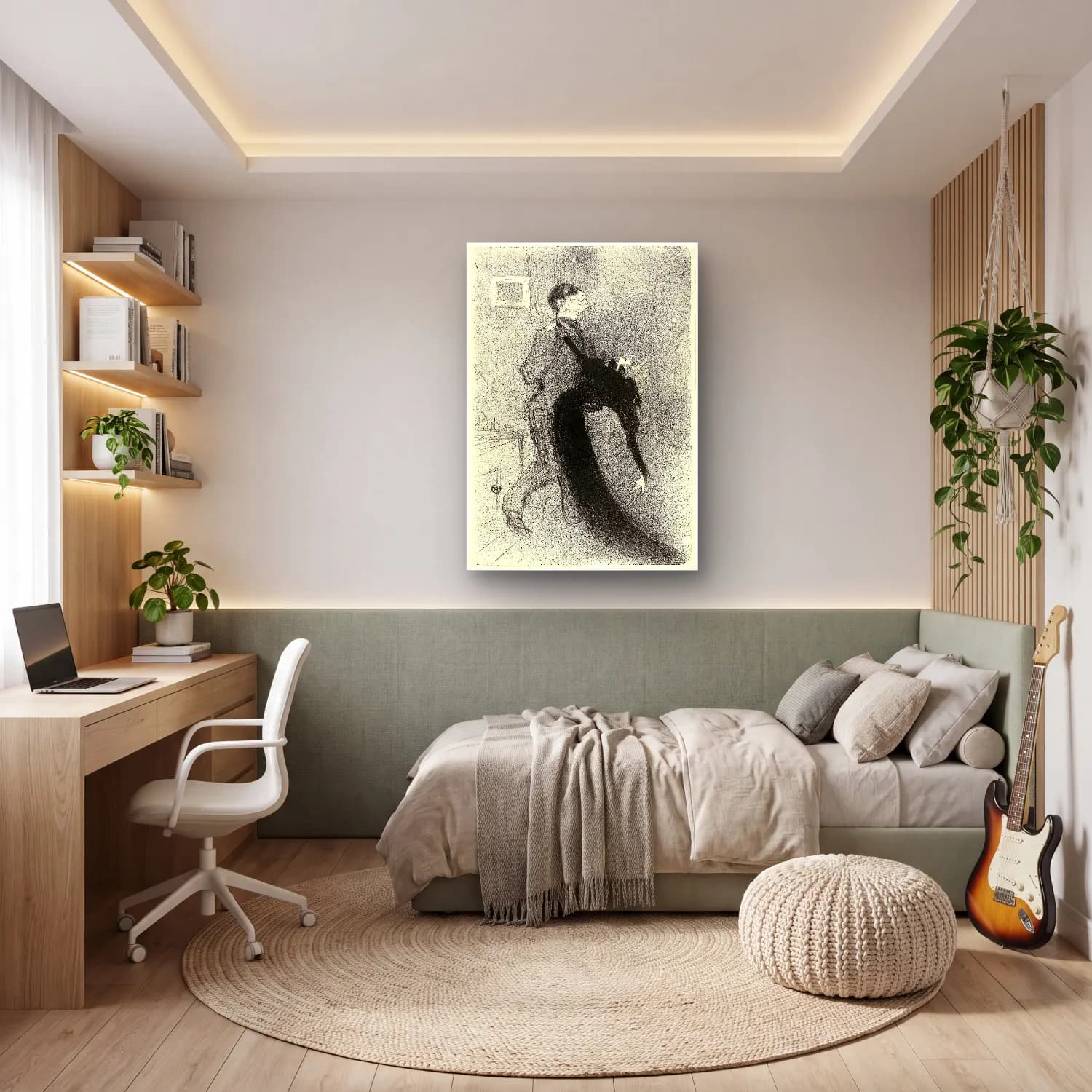 Henri de Toulouse-Lautrec – Aşıklar – Siyah Beyaz Tonlar cam tablo — genç odasında