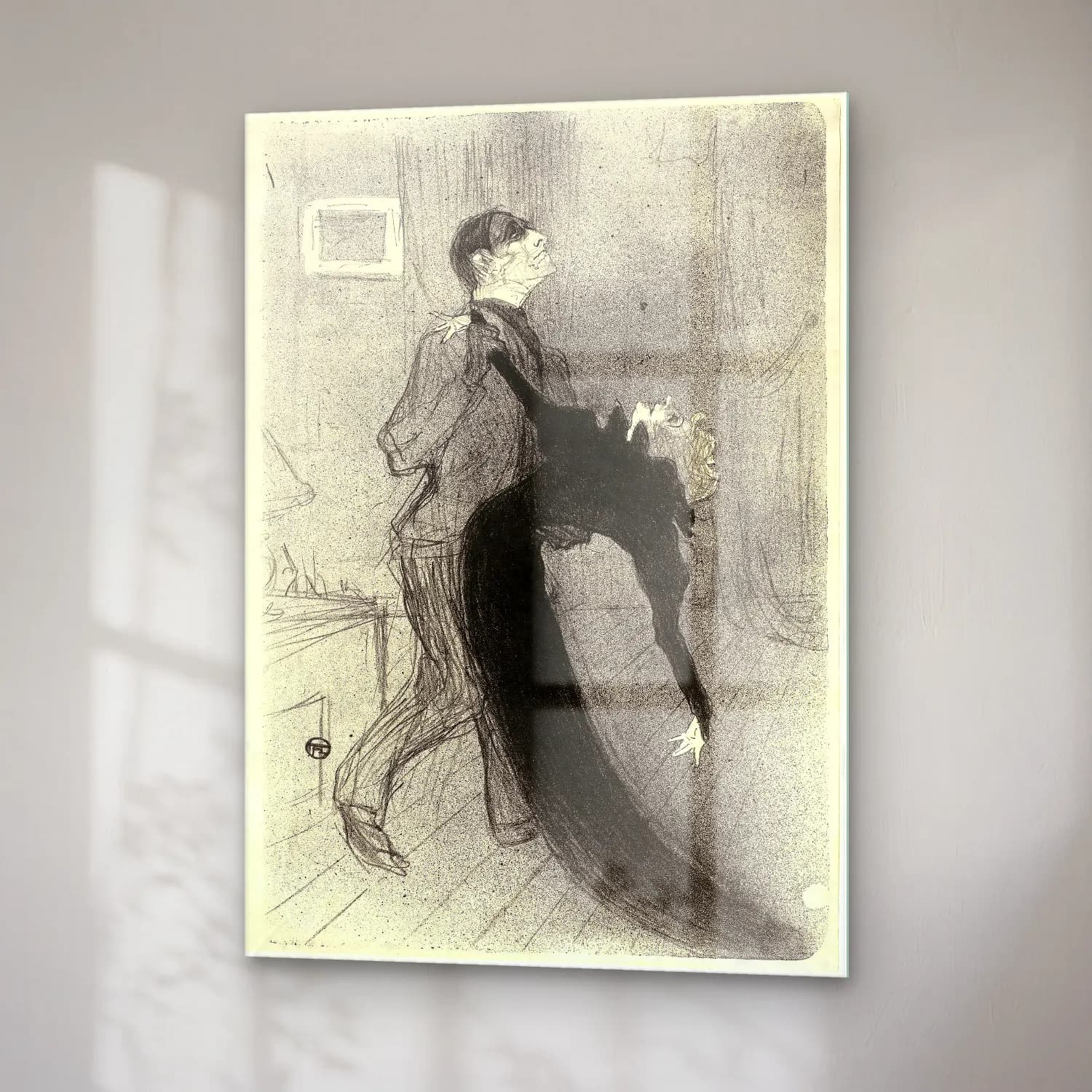 Henri de Toulouse-Lautrec – Aşıklar – Siyah Beyaz Tonlar cam tablo — sağ açıdan görünüm