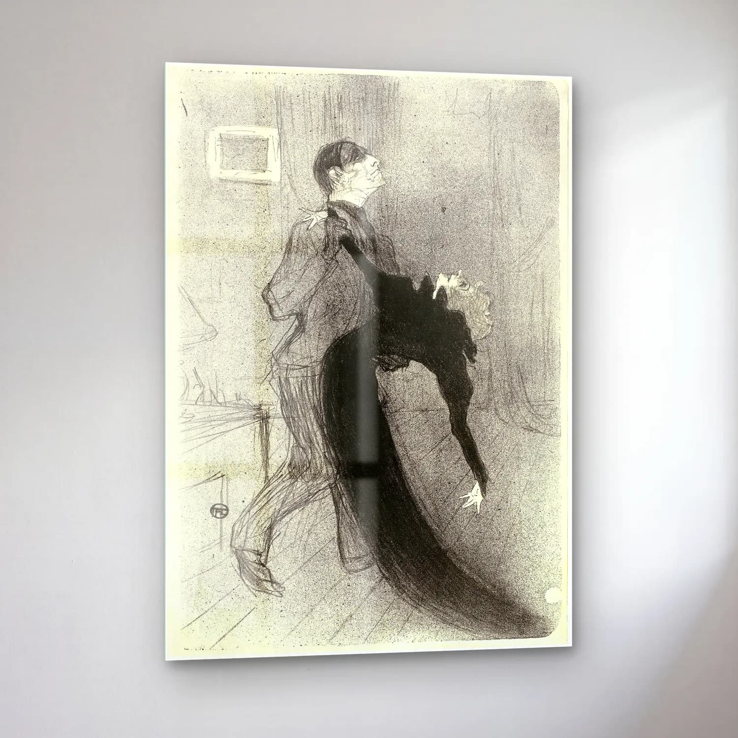 Henri de Toulouse-Lautrec – Aşıklar – Siyah Beyaz Tonlar cam tablo — sol açıdan görünüm