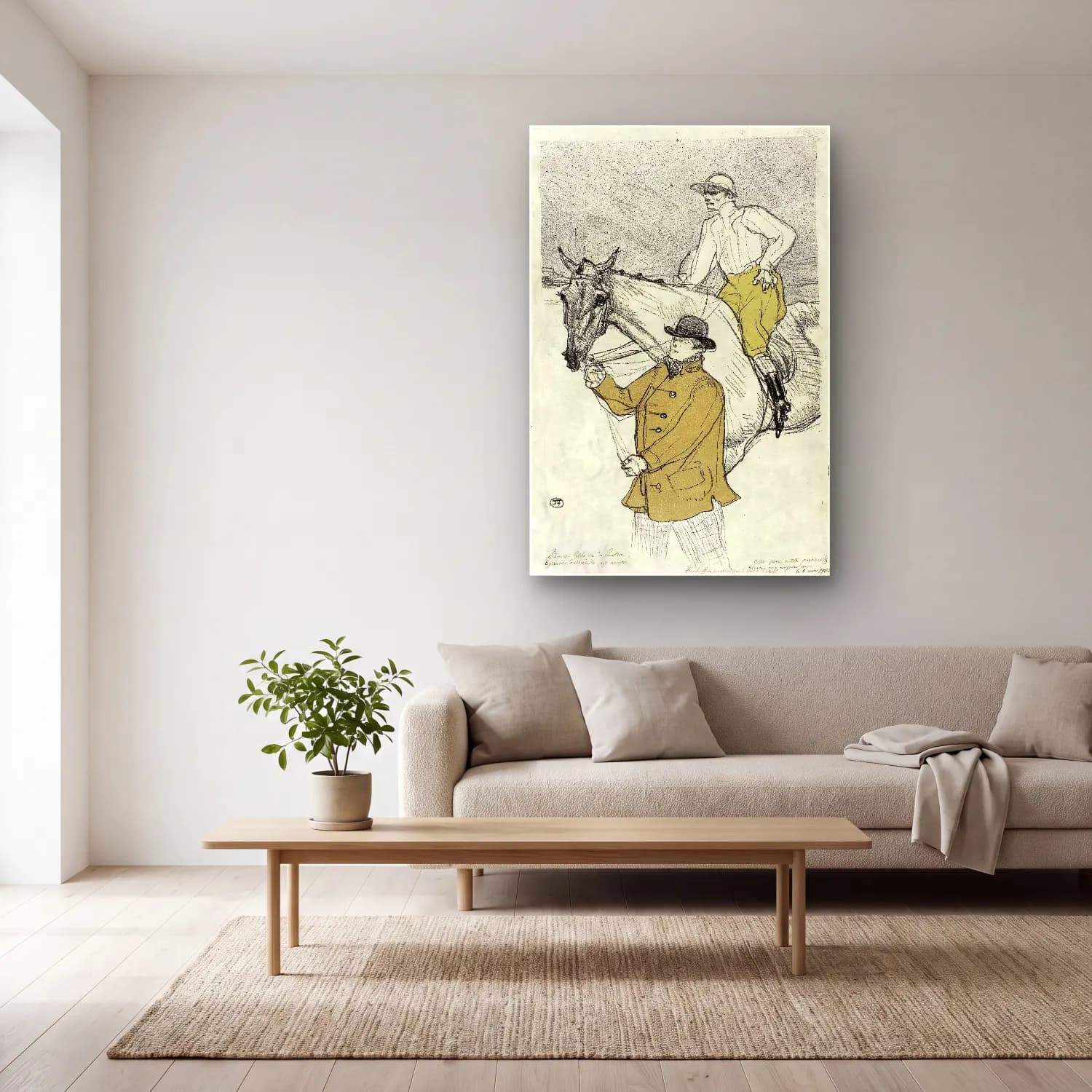 Henri de Toulouse-Lautrec – Atlı No. 8 cam tablo — açık renk salonda