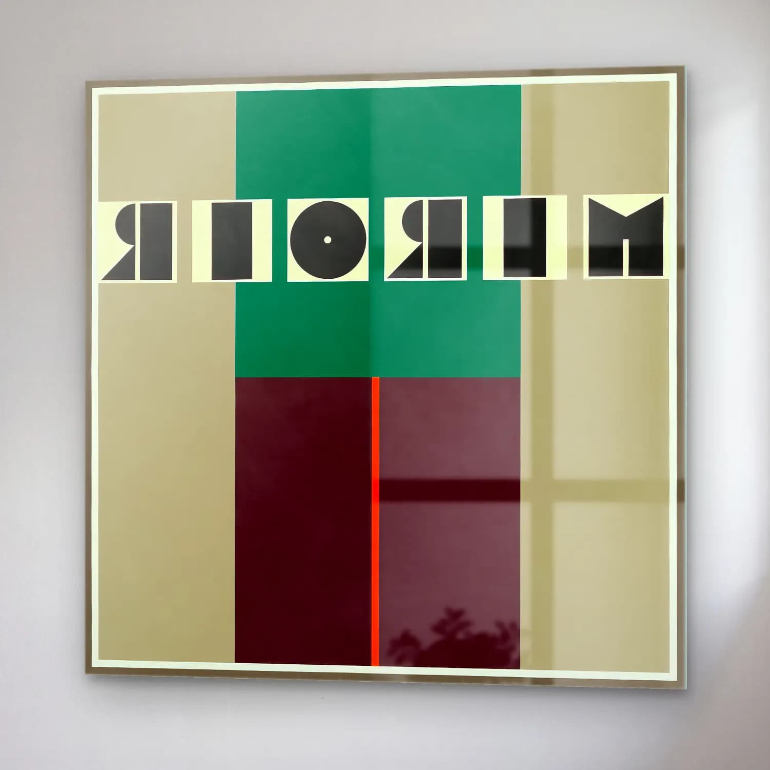 Bauhaus Yazılı Tasarım No. 14 cam tablo — sağ açıdan görünüm