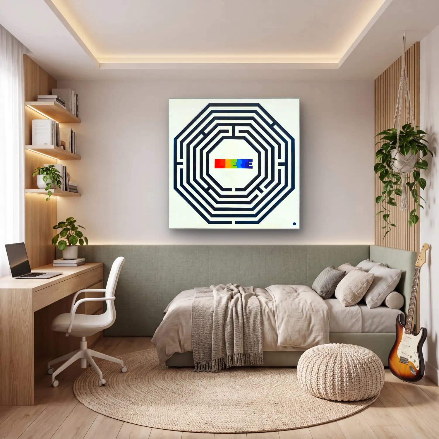 Bauhaus Geometrik Daireler No. 57 cam tablo — genç odasında