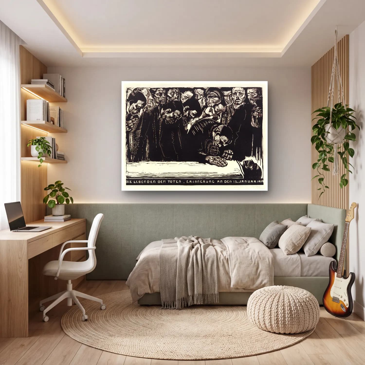 Siyah Beyaz Kalabalık Cadde No. 4 cam tablo — genç odasında