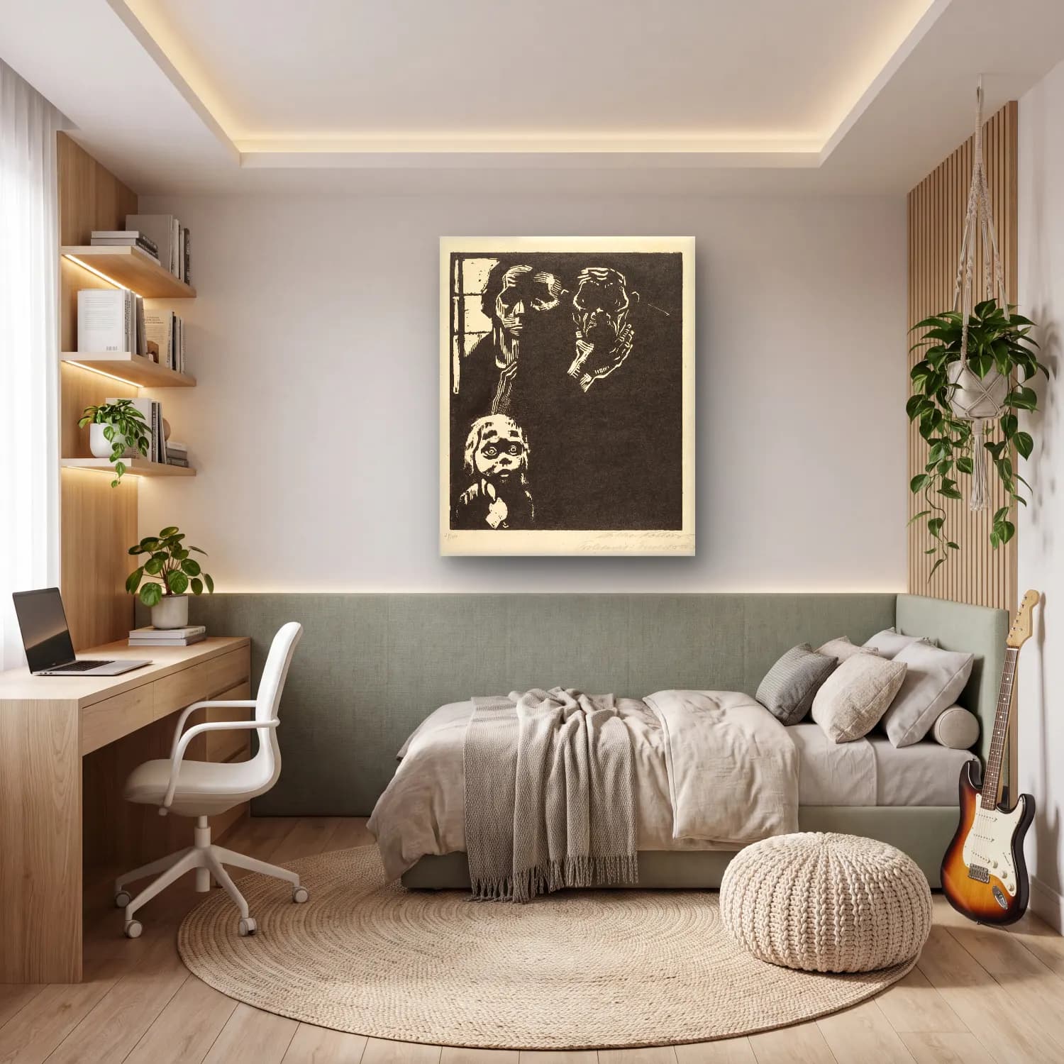 Siyah Beyaz Eller No. 7 cam tablo — genç odasında