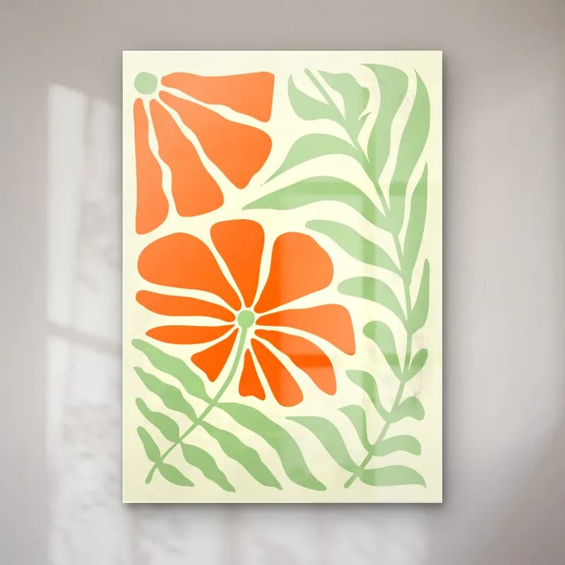 Henri Matisse – Çiçek Deseni No. 10 cam tablo — Henri Matisse – Çiçek Deseni No. 10 — boho çiçek deseni