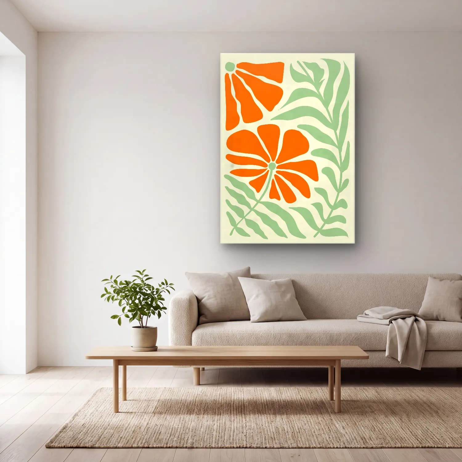 Henri Matisse – Çiçek Deseni No. 10 cam tablo — açık renk salonda
