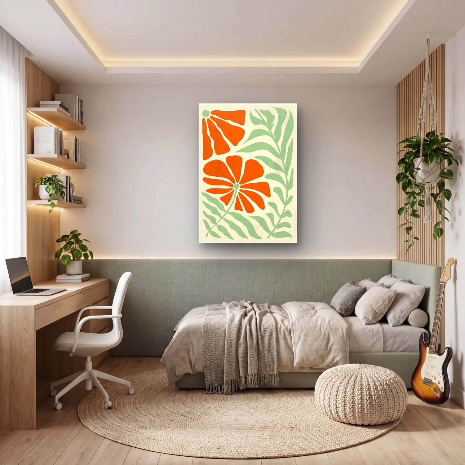 Henri Matisse – Çiçek Deseni No. 10 cam tablo — genç odasında