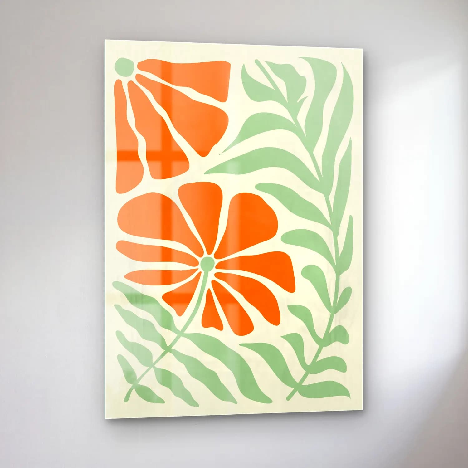 Henri Matisse – Çiçek Deseni No. 10 cam tablo — sol açıdan görünüm
