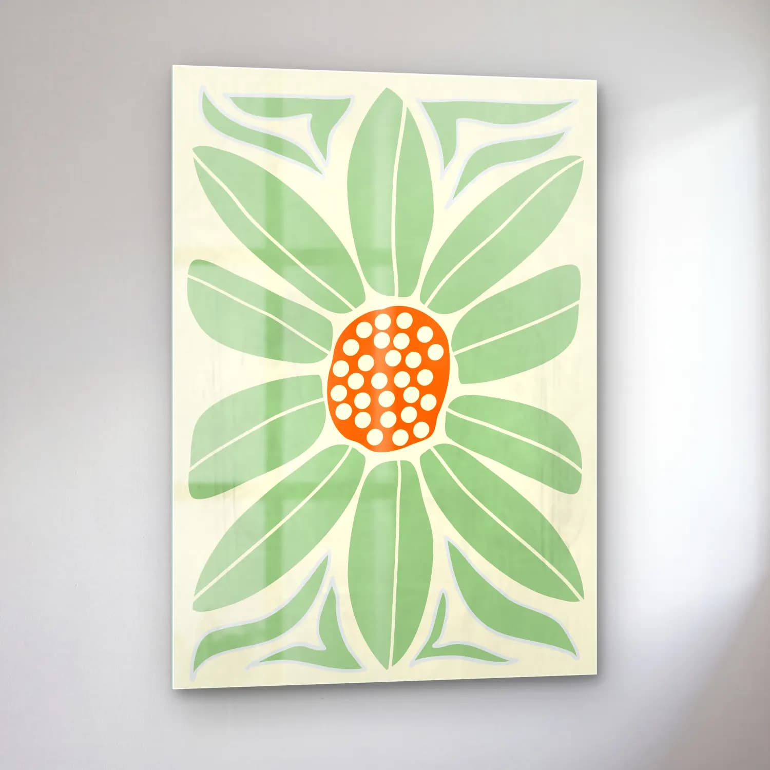 Henri Matisse – Çiçek Deseni – Yeşil Tonlar cam tablo — sol açıdan görünüm