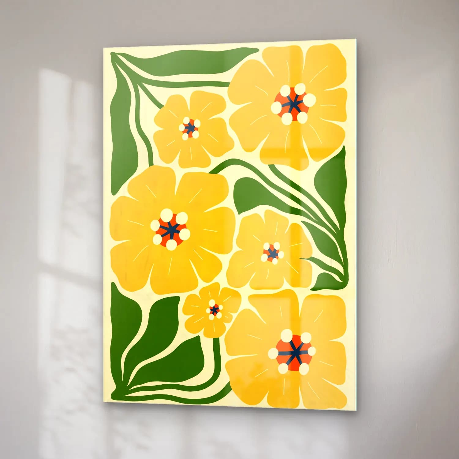 Henri Matisse – Çiçek Deseni – Sarı Tonlar cam tablo — sağ açıdan görünüm