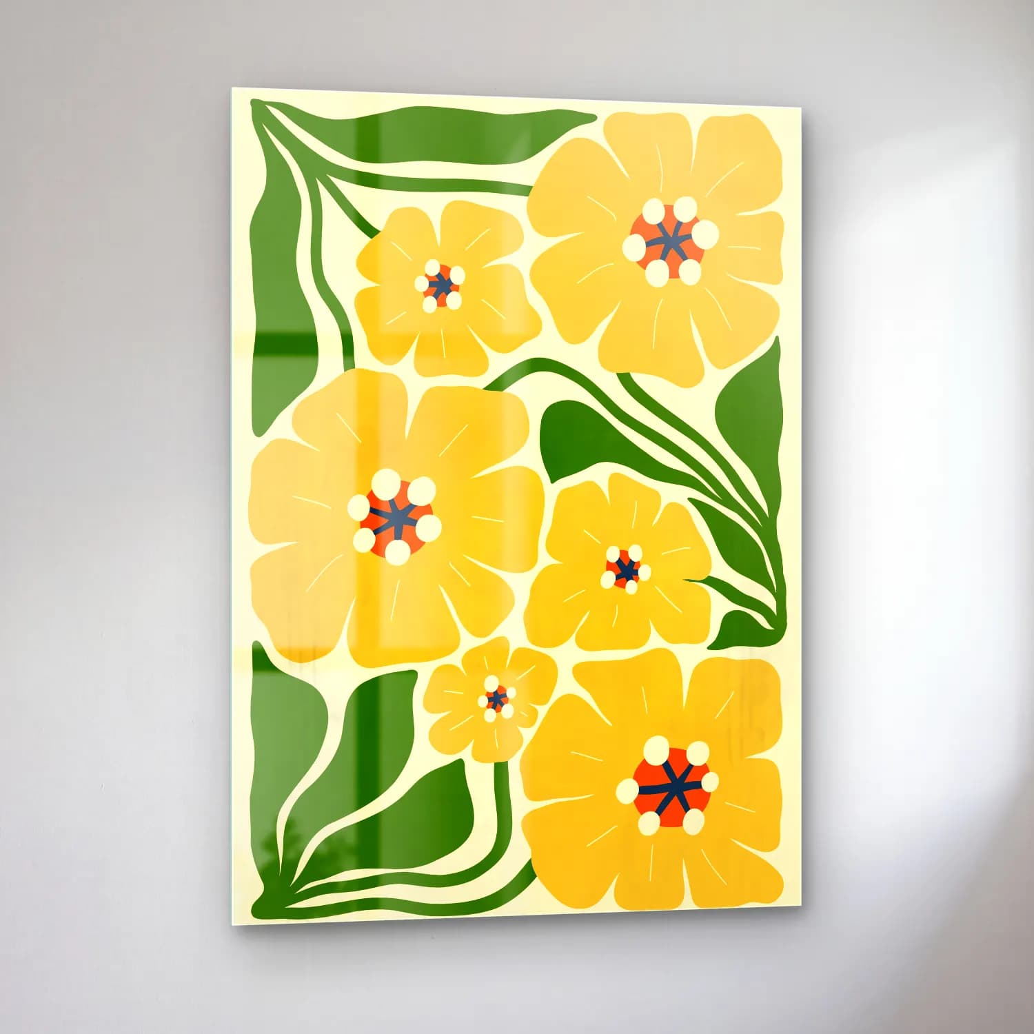 Henri Matisse – Çiçek Deseni – Sarı Tonlar cam tablo — sol açıdan görünüm
