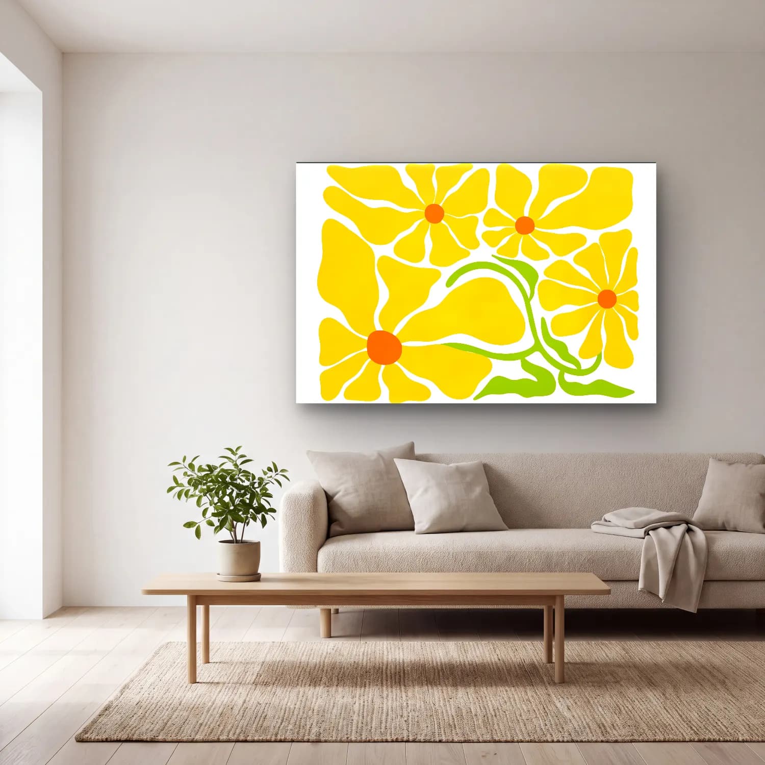 Henri Matisse – Çiçek Deseni No. 20 cam tablo — açık renk salonda
