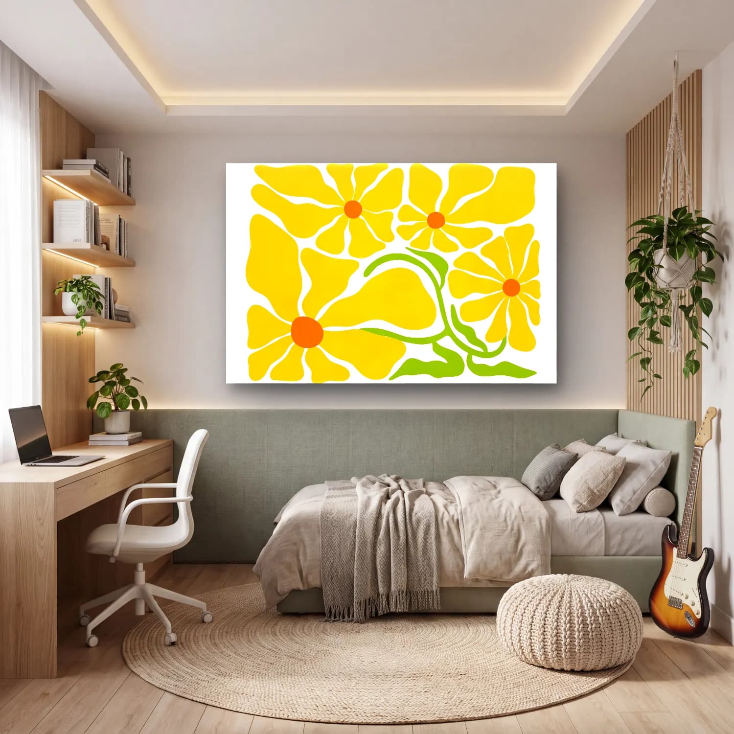 Henri Matisse – Çiçek Deseni No. 20 cam tablo — genç odasında