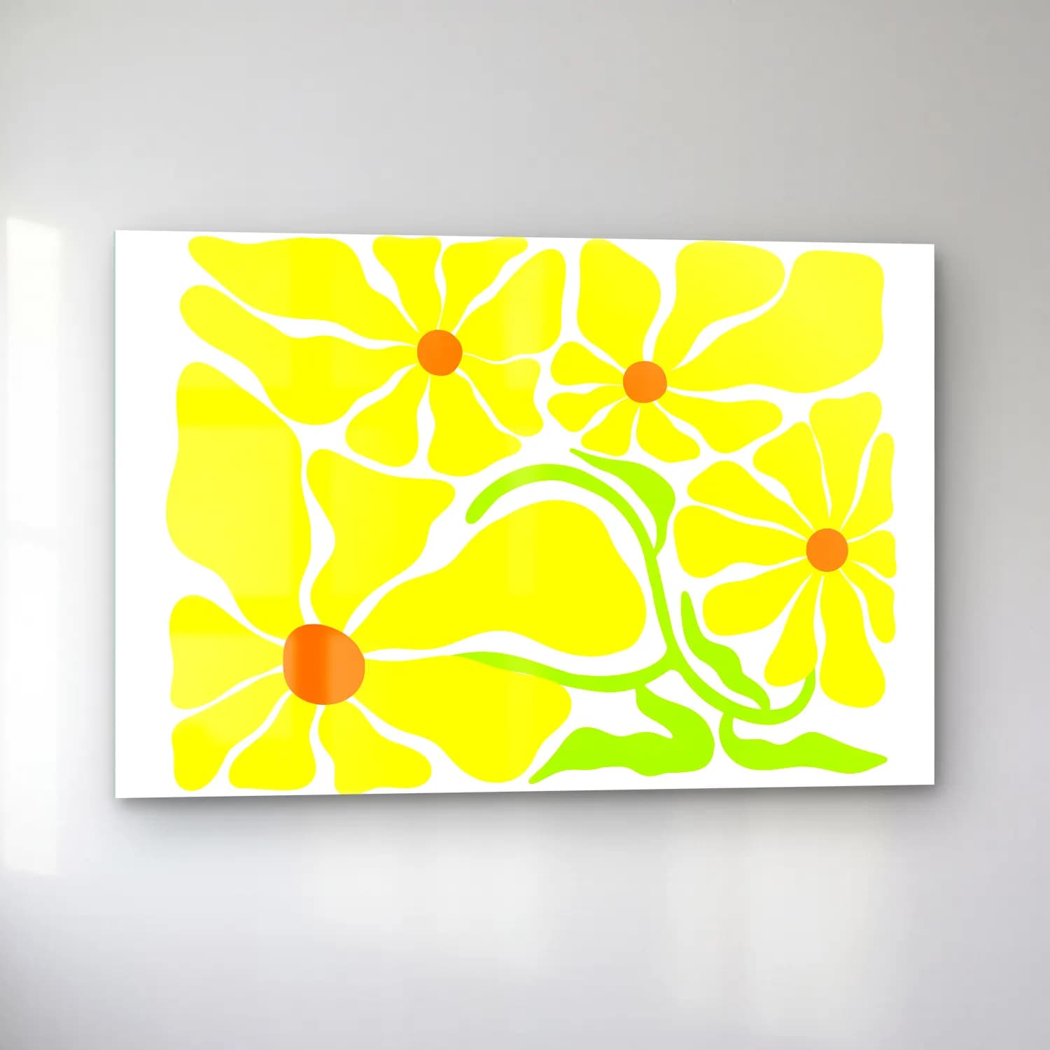 Henri Matisse – Çiçek Deseni No. 20 cam tablo — sol açıdan görünüm
