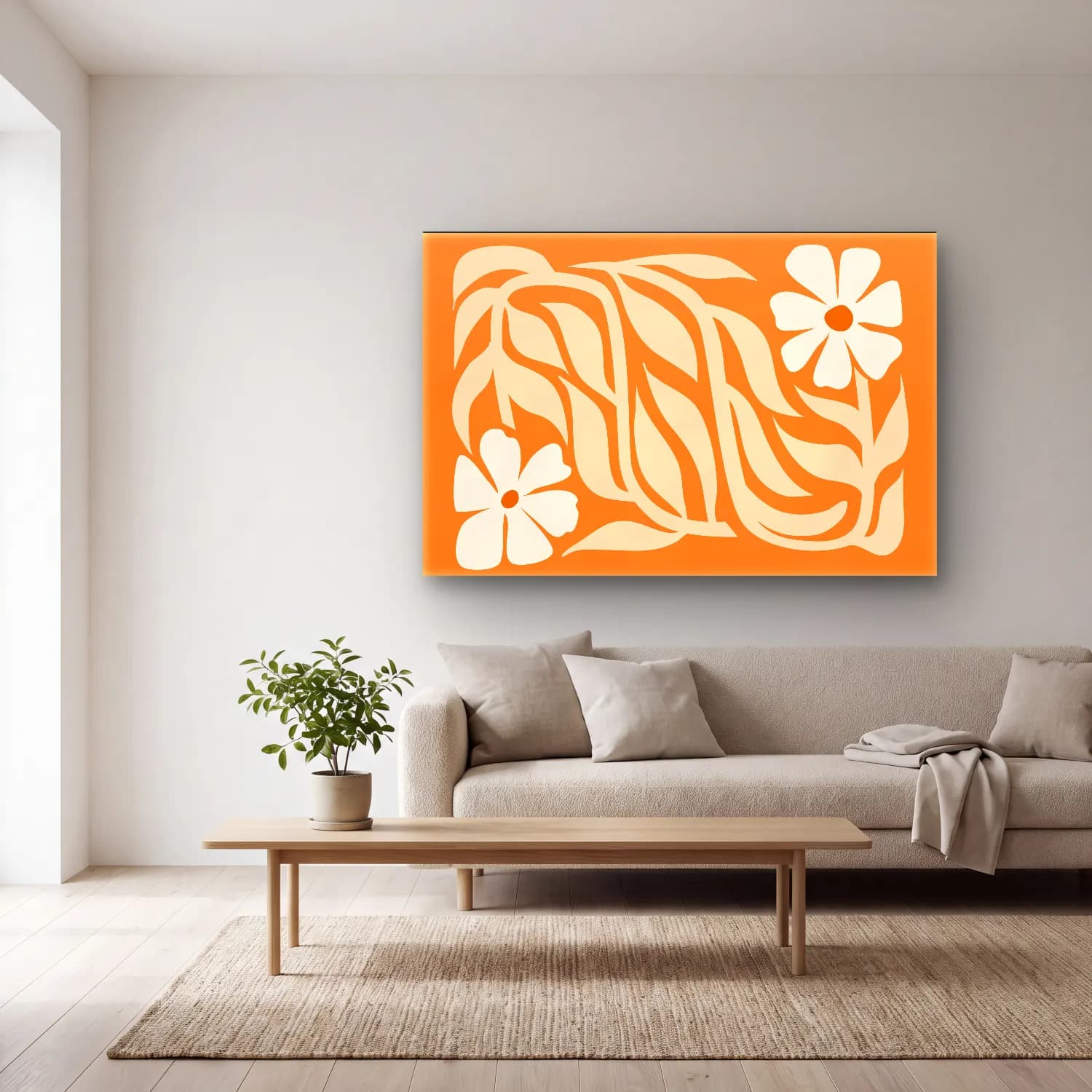 Henri Matisse – Çiçek Deseni No. 25 cam tablo — açık renk salonda