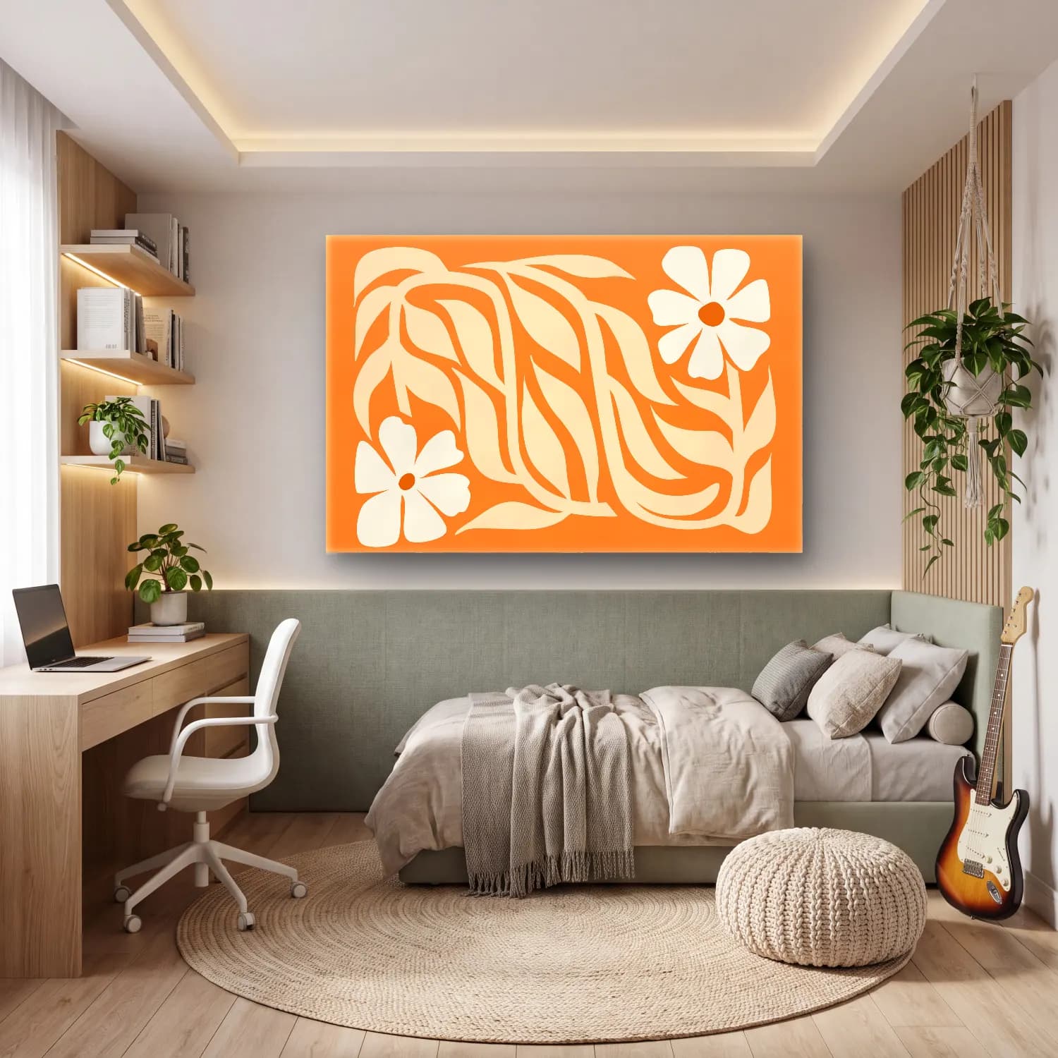 Henri Matisse – Çiçek Deseni No. 25 cam tablo — genç odasında