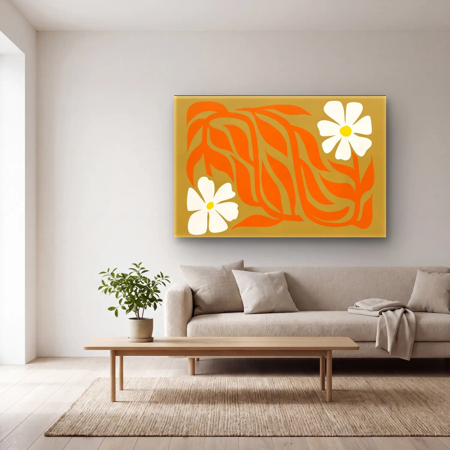 Henri Matisse – Çiçek Deseni No. 26 cam tablo — açık renk salonda
