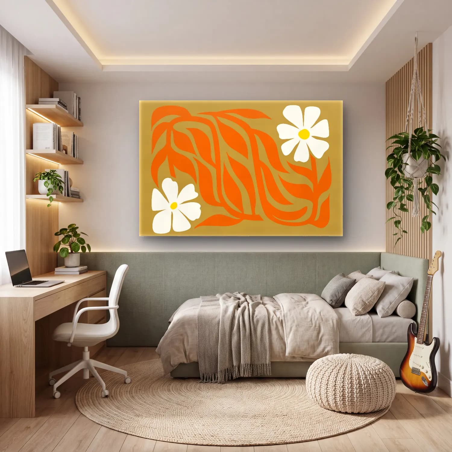 Henri Matisse – Çiçek Deseni No. 26 cam tablo — genç odasında