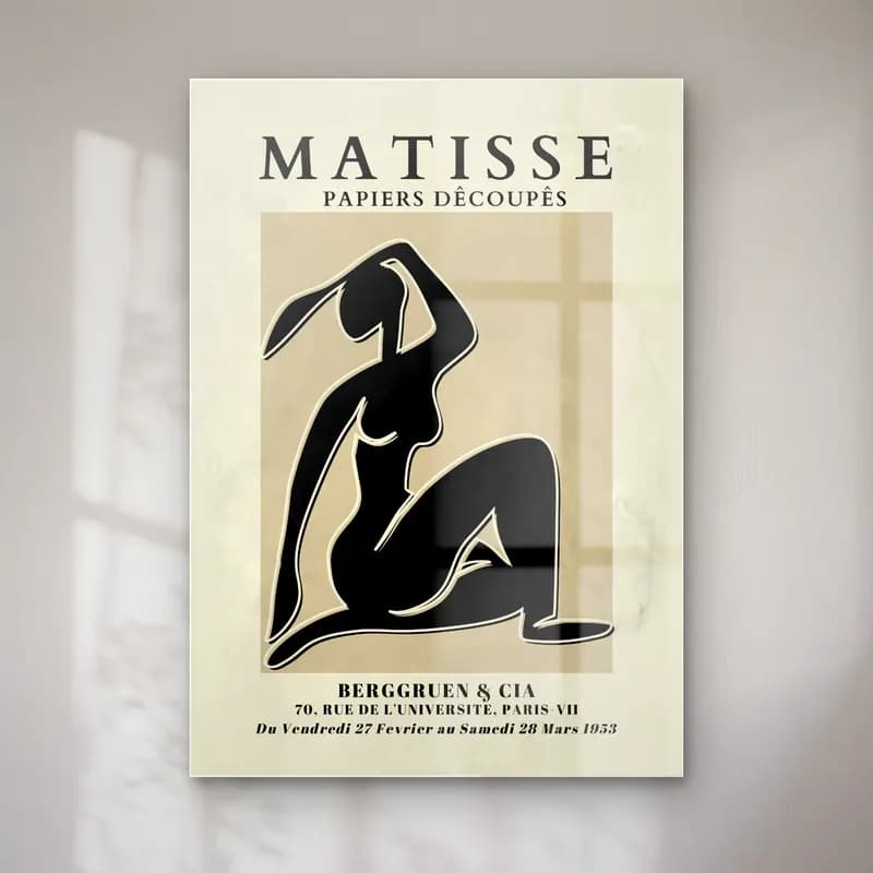 Henri Matisse – Figür Çalışması – Siyah Beyaz Tonlar cam tablo — Henri Matisse – Figür Çalışması – Siyah Beyaz Tonlar — bauhaus figür çalışması