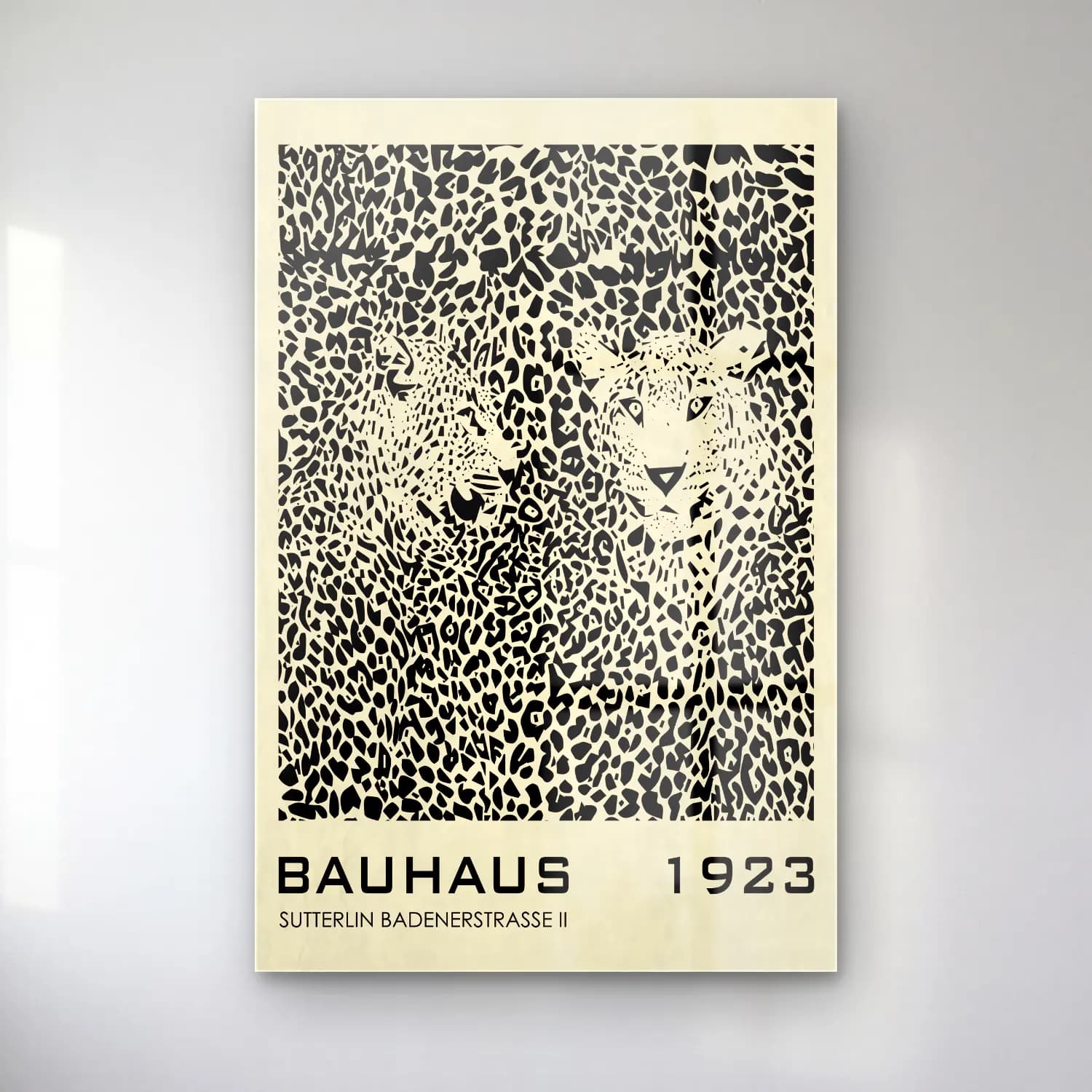 Siyah Beyaz Leopar No. 4 cam tablo — Siyah Beyaz Leopar No. 4 — siyah beyaz leopar