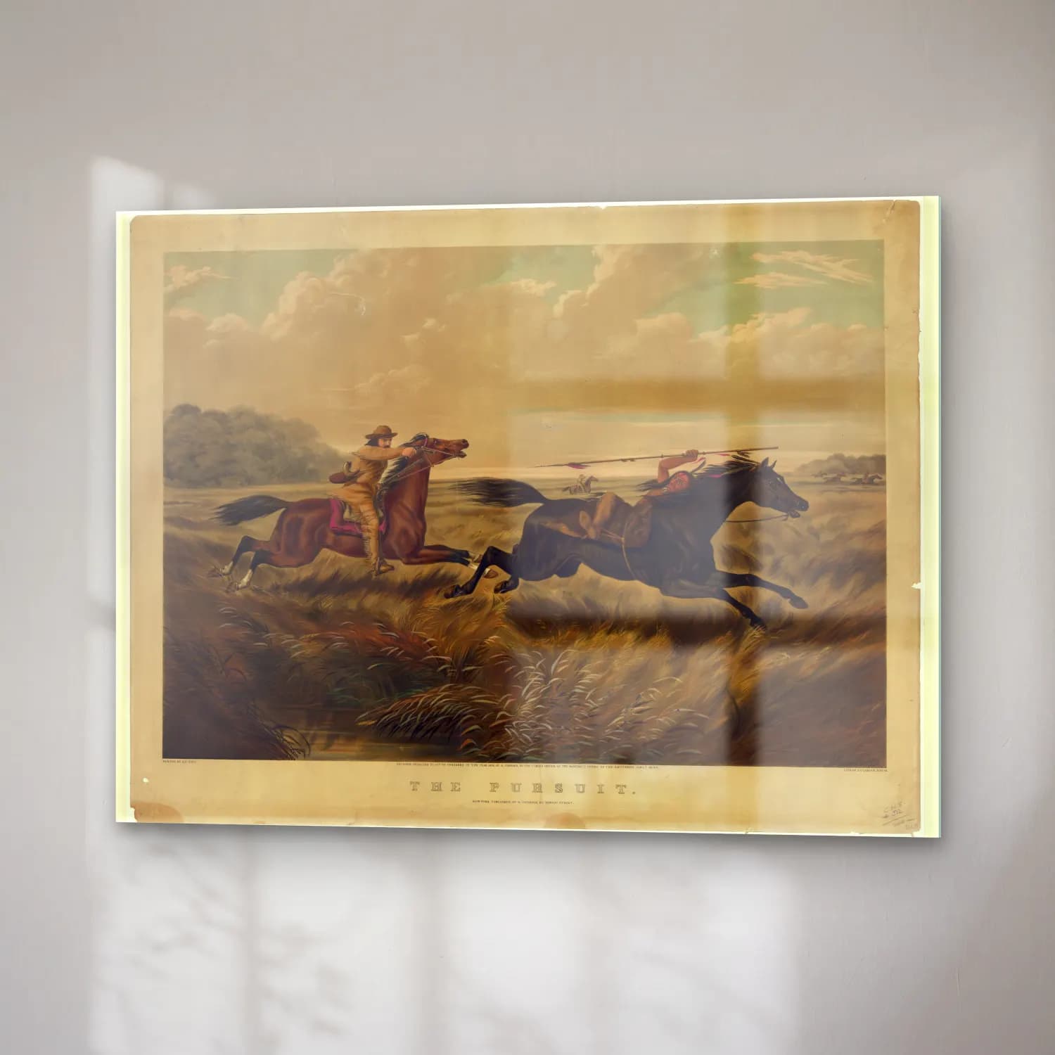 Vintage Savaş Sahnesi No. 14 cam tablo — sağ açıdan görünüm