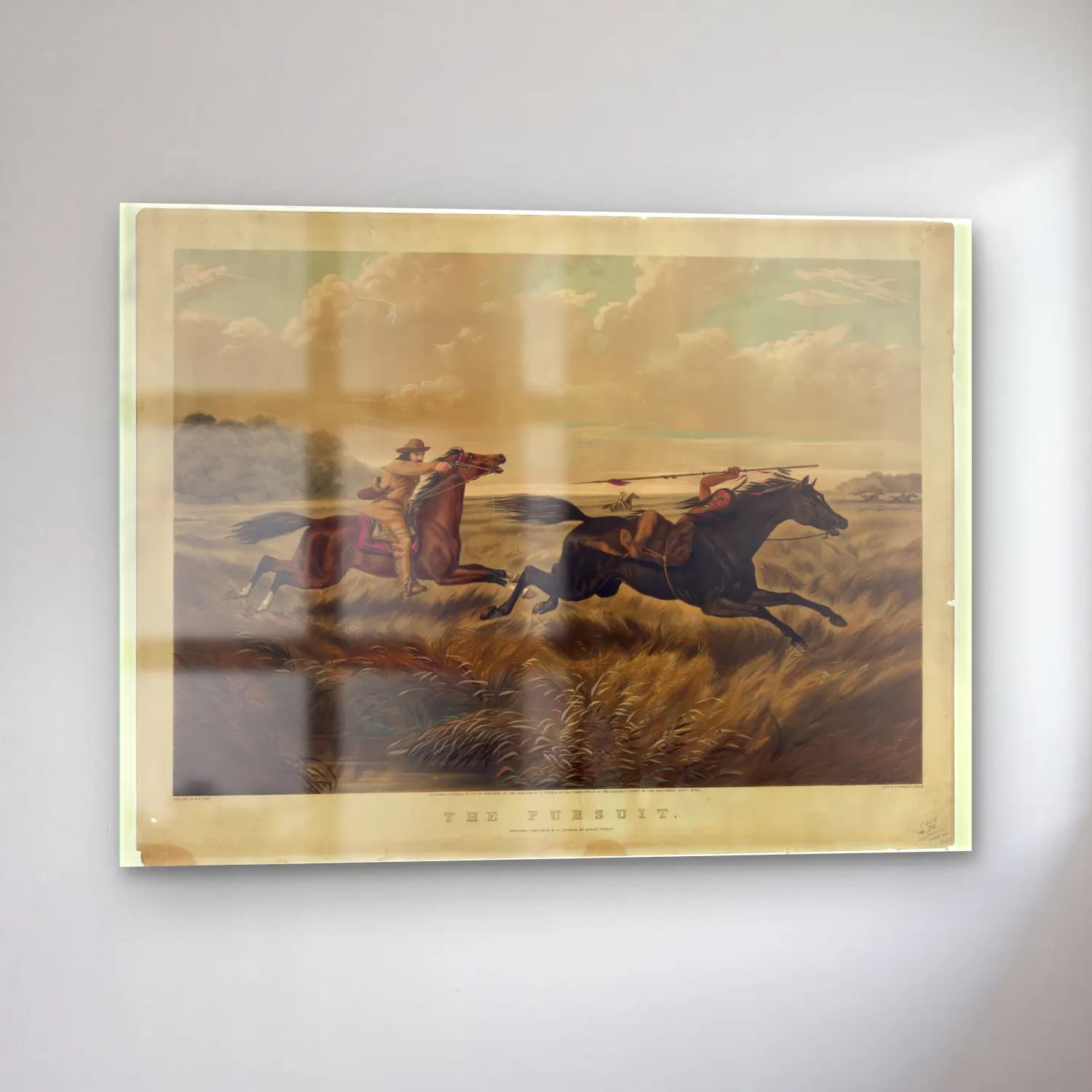 Vintage Savaş Sahnesi No. 14 cam tablo — sol açıdan görünüm
