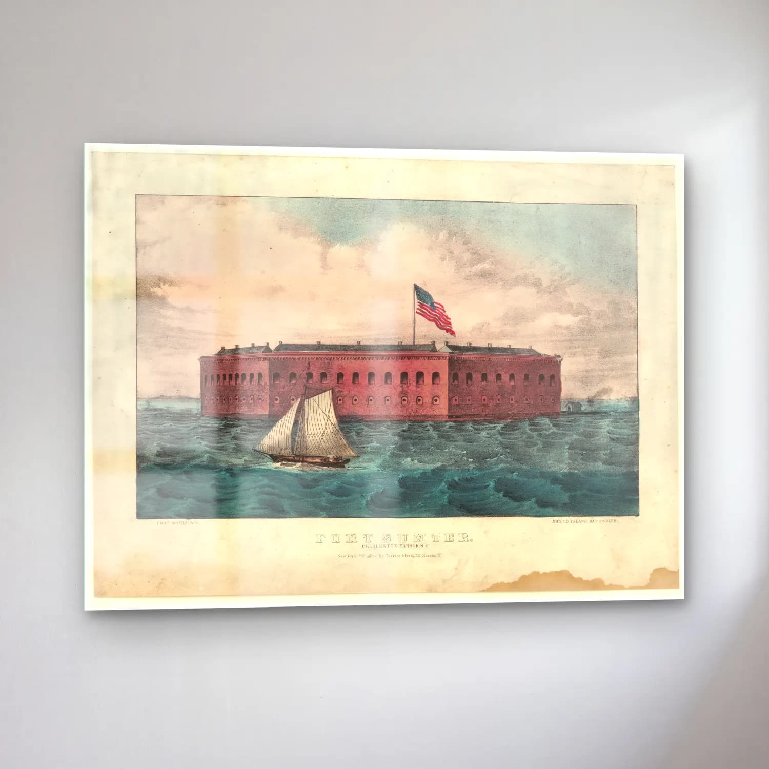 Vintage Liman ve Tekneler – Pembe Tonlar cam tablo — sol açıdan görünüm