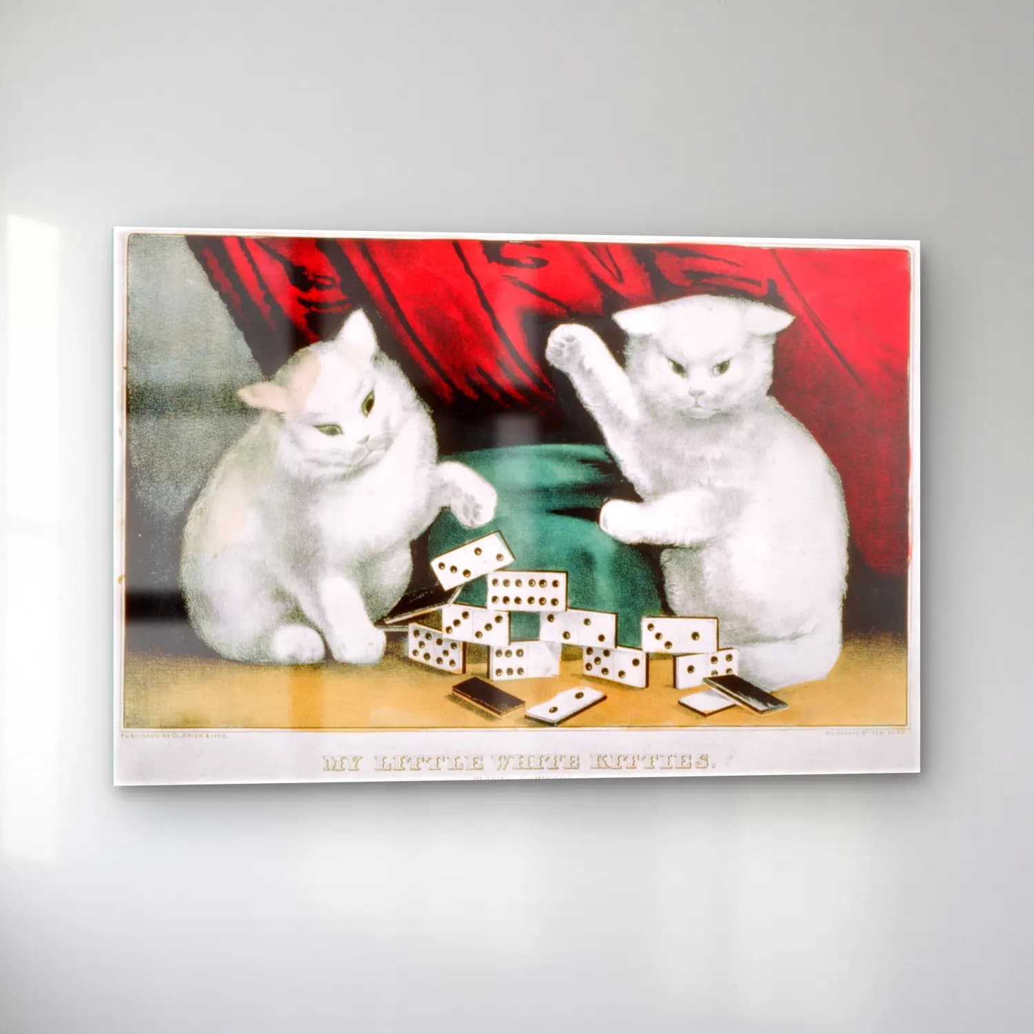 Vintage Kedi No. 26 cam tablo — sol açıdan görünüm