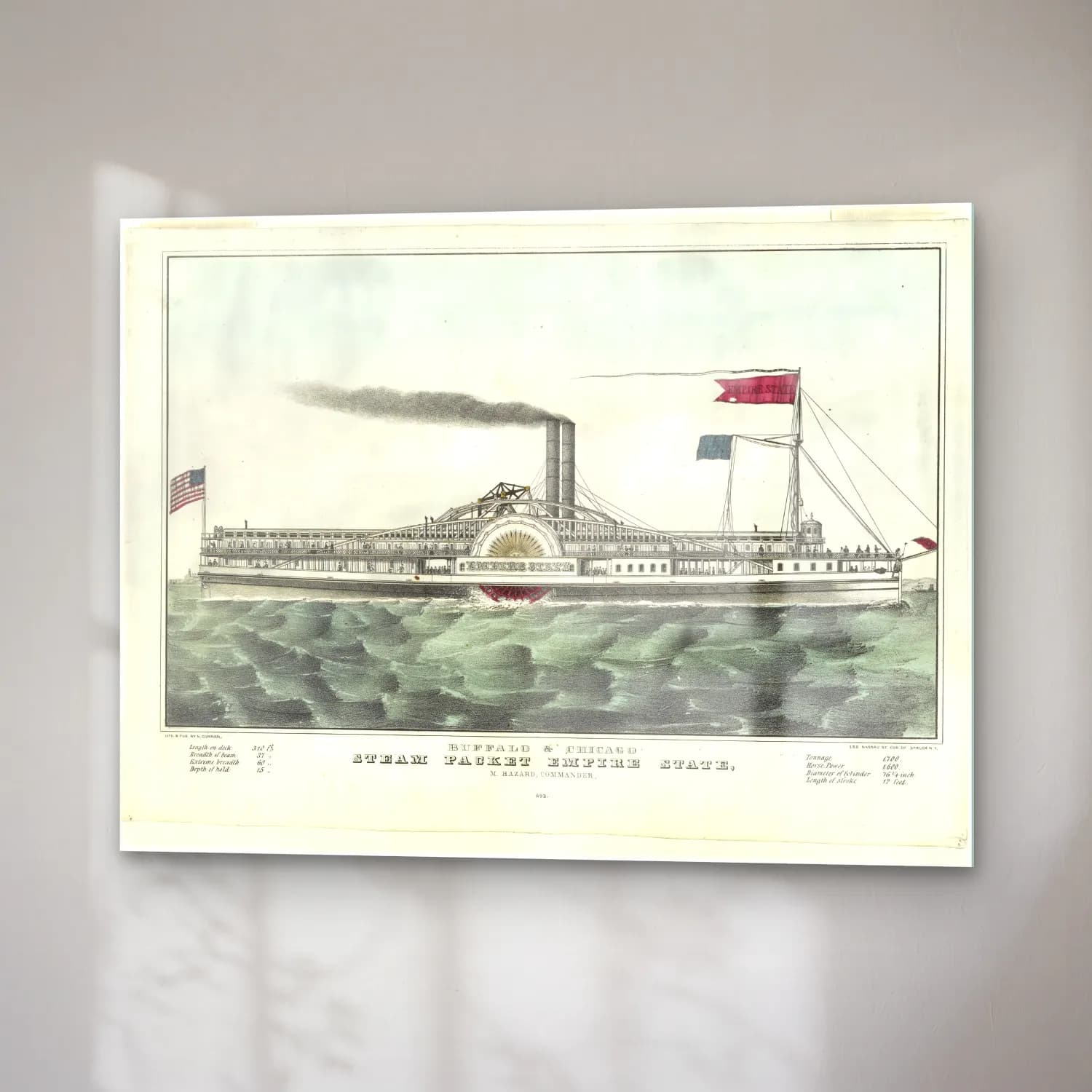 Vintage Fırtınalı Denizde Gemi No. 13 cam tablo — sağ açıdan görünüm