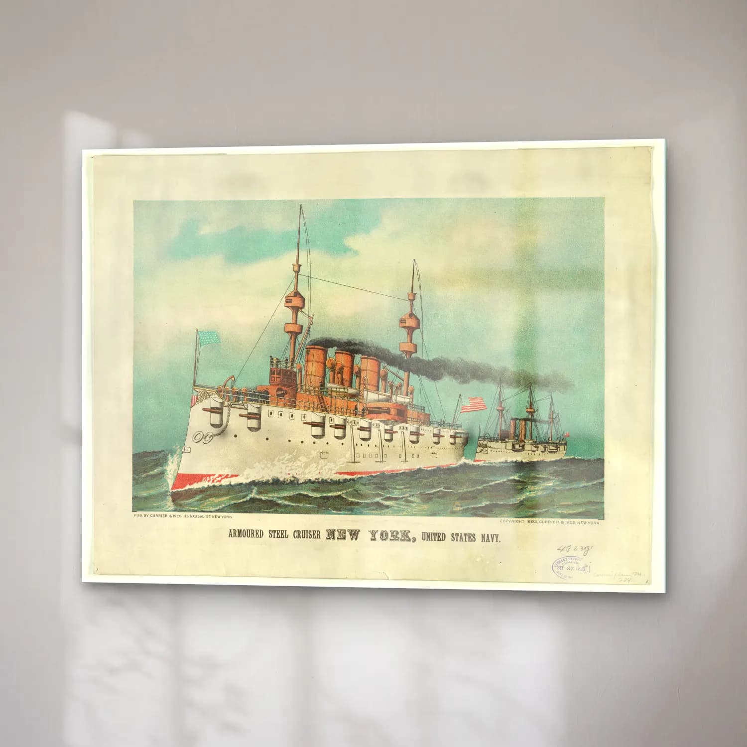 Vintage Fırtınalı Denizde Gemi No. 15 cam tablo — sağ açıdan görünüm