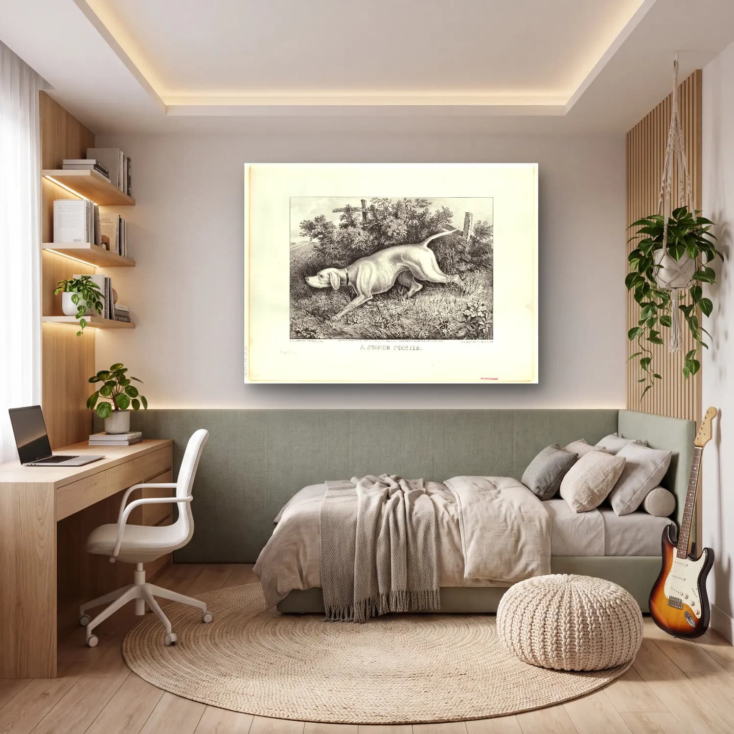 Vintage Köpek No. 21 cam tablo — genç odasında