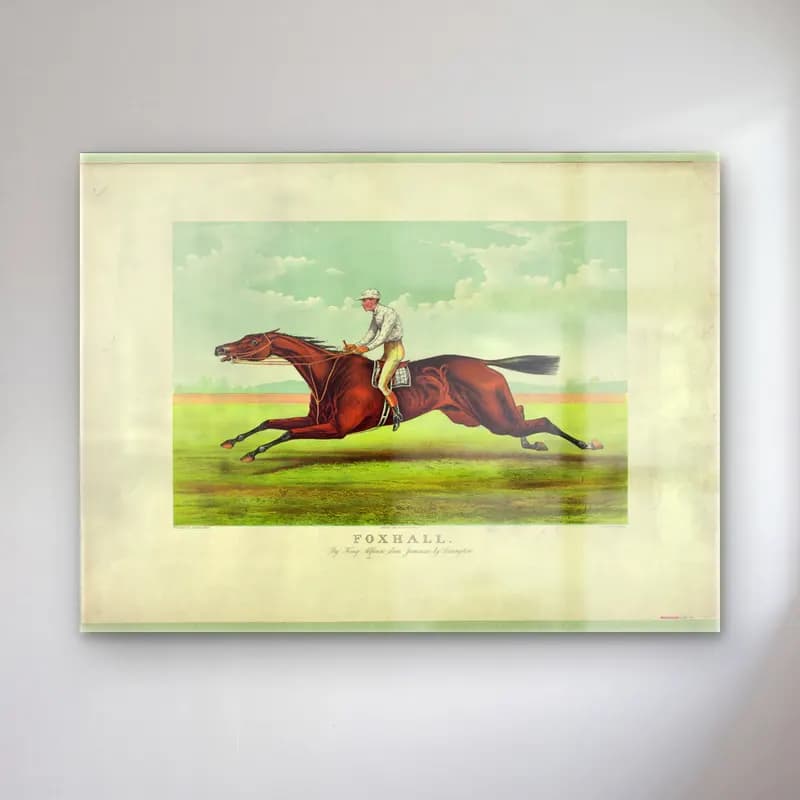 Vintage Atlı – Yeşil Tonlar cam tablo — Vintage Atlı – Yeşil Tonlar — vintage atlı