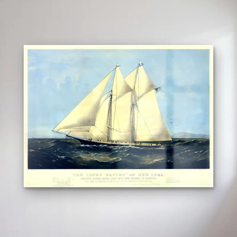 Vintage Yelken Yarışı – Mavi Tonlar cam tablo — Vintage Yelken Yarışı – Mavi Tonlar — vintage yelken yarışı
