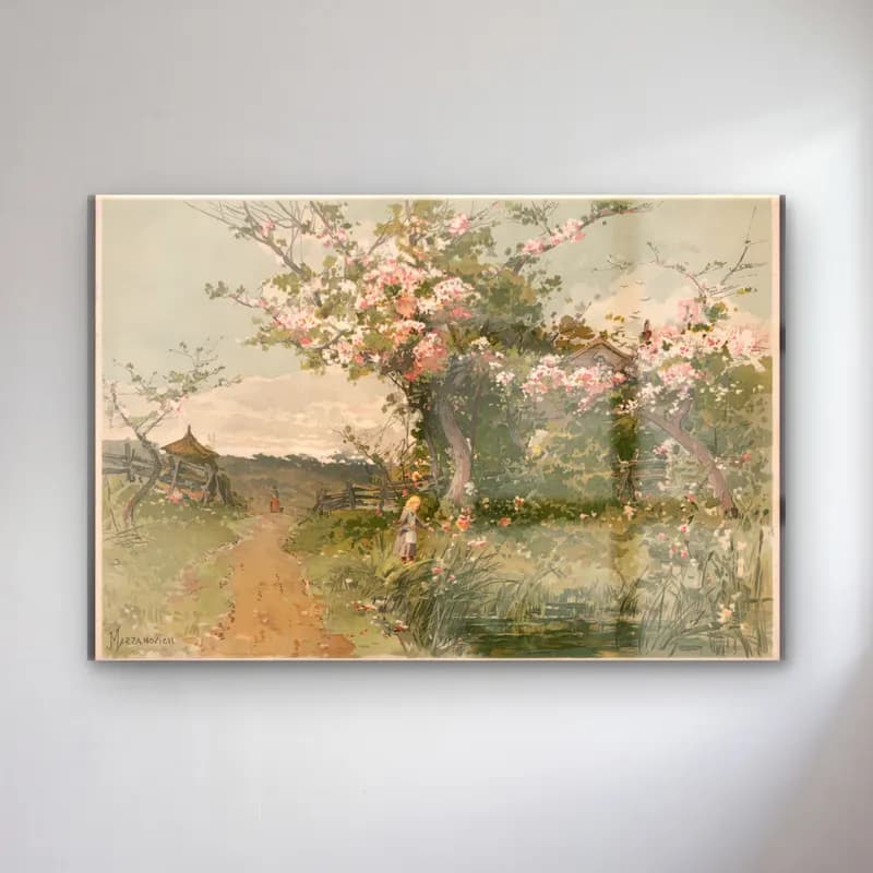 Vintage Kiraz Çiçekleri – Pembe Tonlar cam tablo — Vintage Kiraz Çiçekleri – Pembe Tonlar — vintage kiraz çiçekleri
