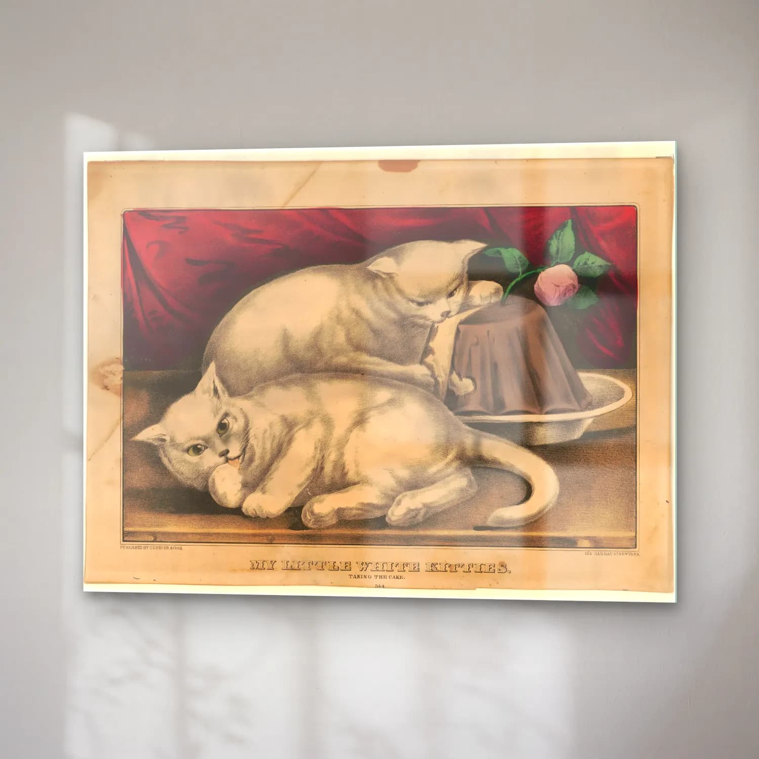 Vintage Kedi No. 29 cam tablo — sağ açıdan görünüm