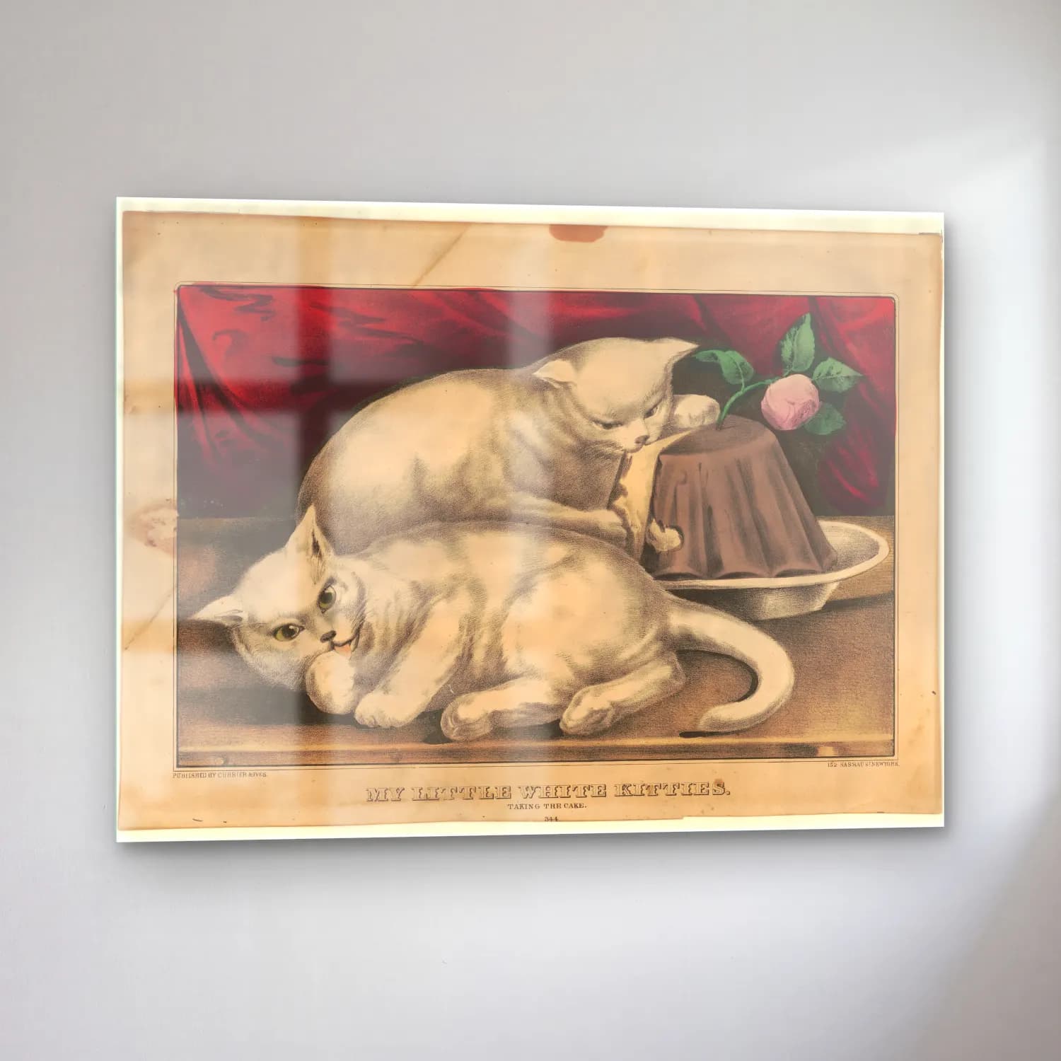 Vintage Kedi No. 29 cam tablo — sol açıdan görünüm