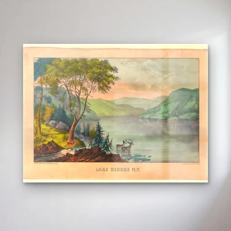 Vintage Göl ve Dağlar No. 11 cam tablo — Vintage Göl ve Dağlar No. 11 — vintage göl ve dağlar